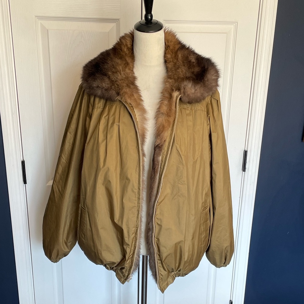 Unbranded Reversible Fur Collared Oversized Jacket Size Large